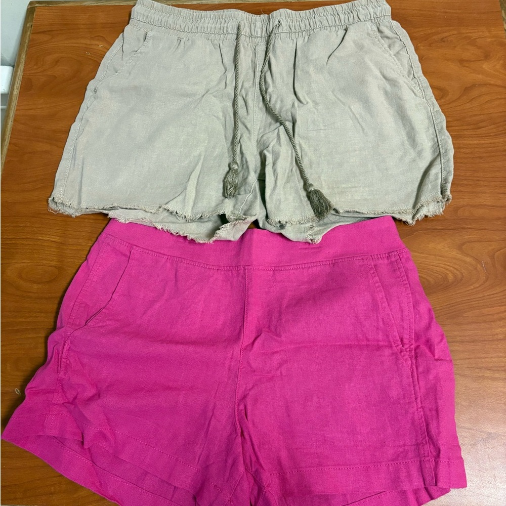 Tan and Pink Women's Cargo Shorts Size Small